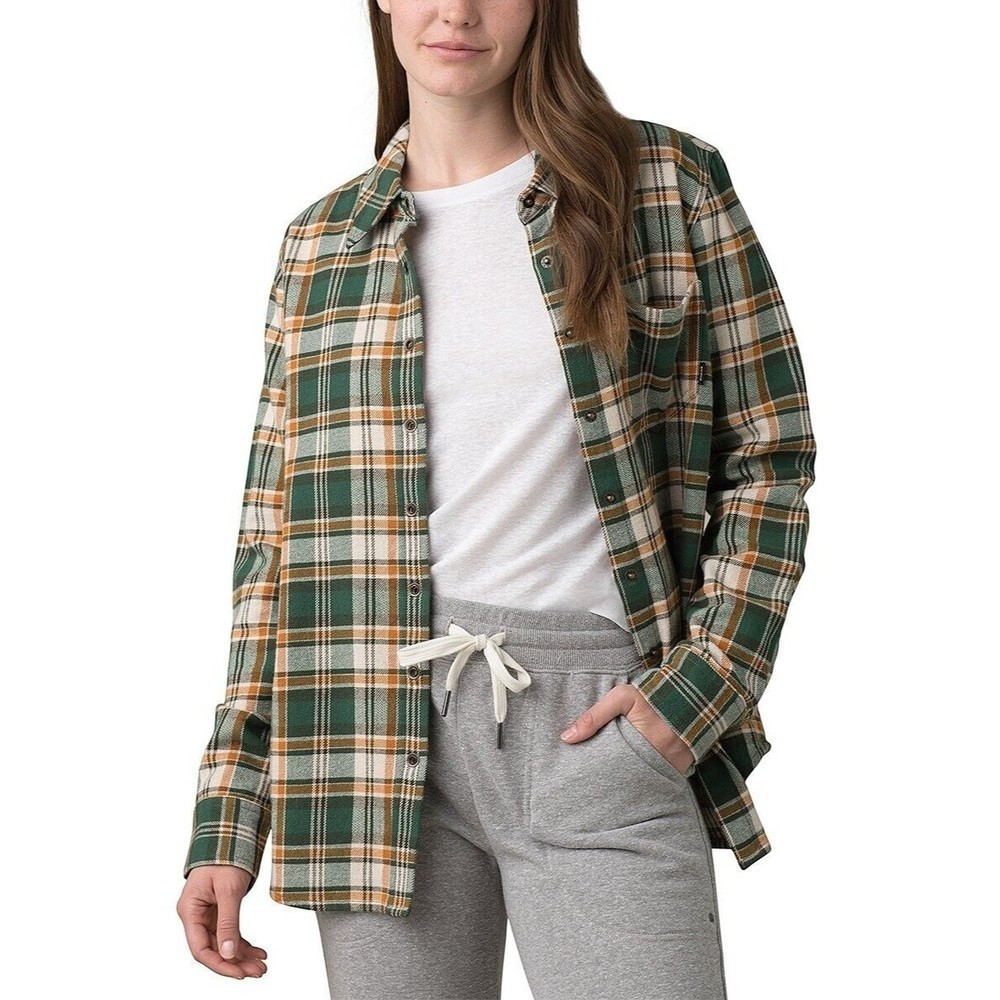 NWT Prana Women's Sz M-L-XL Golden Canyon Flannel Plaid Soft Pine Snap  Shirt